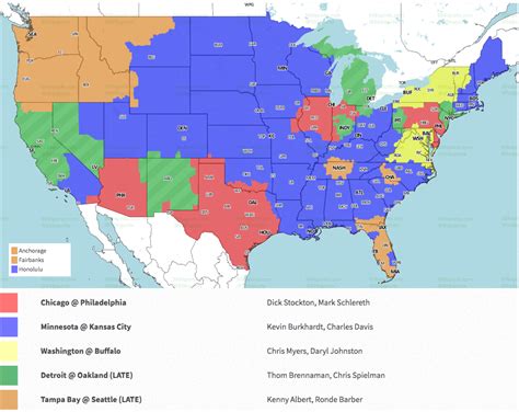 The NFL coverage map for Week 10 makes clear what CBS and Fox consider the best games Sunday's NFL TV schedule has to offer. CBS' Sunday NFL coverage in Week 10 is highlighted by Chiefs at Titans ...